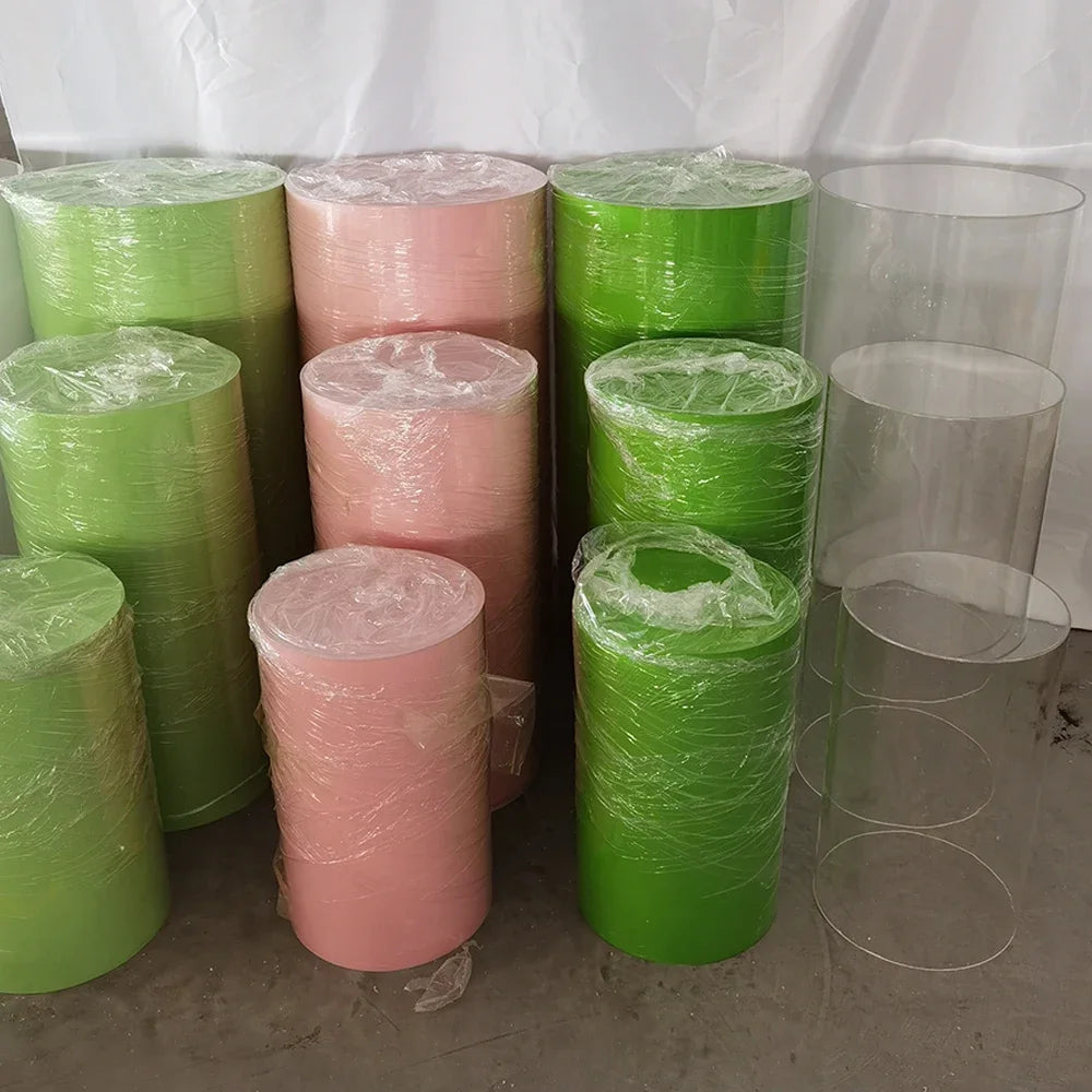 décoration mariage gâteaux présentoir moderne vert rose blancOpaque cylindre anniversaire festive