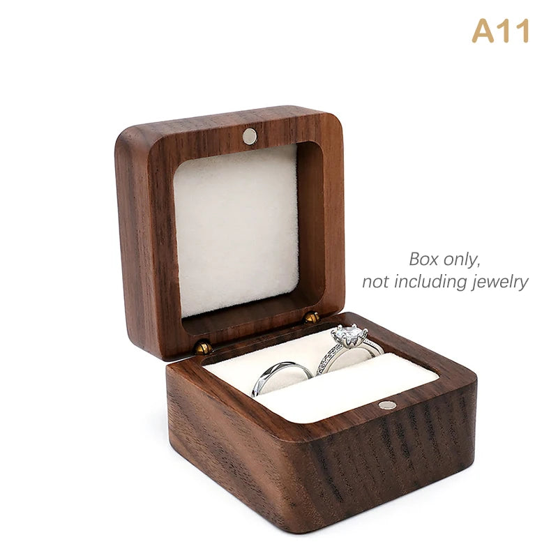 boîtes bijoux bois foncé coffret rangement classique coussin intérieur vis anneaux emballage présentation mariage
