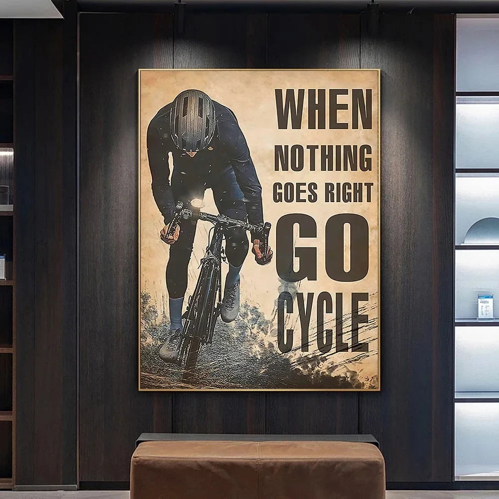 affiche imprimée toile coton cycliste moderne inspiration vintage décoration intérieure chambre salon entréeOpaque