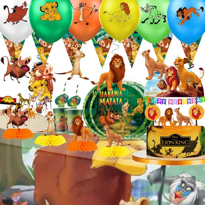 Kit décoration anniversaire Roi Lion avec assiettes et gobelets