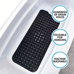 tapis douche antidérapant noir blanc texturé trous vidange machine wash moderne minimaliste