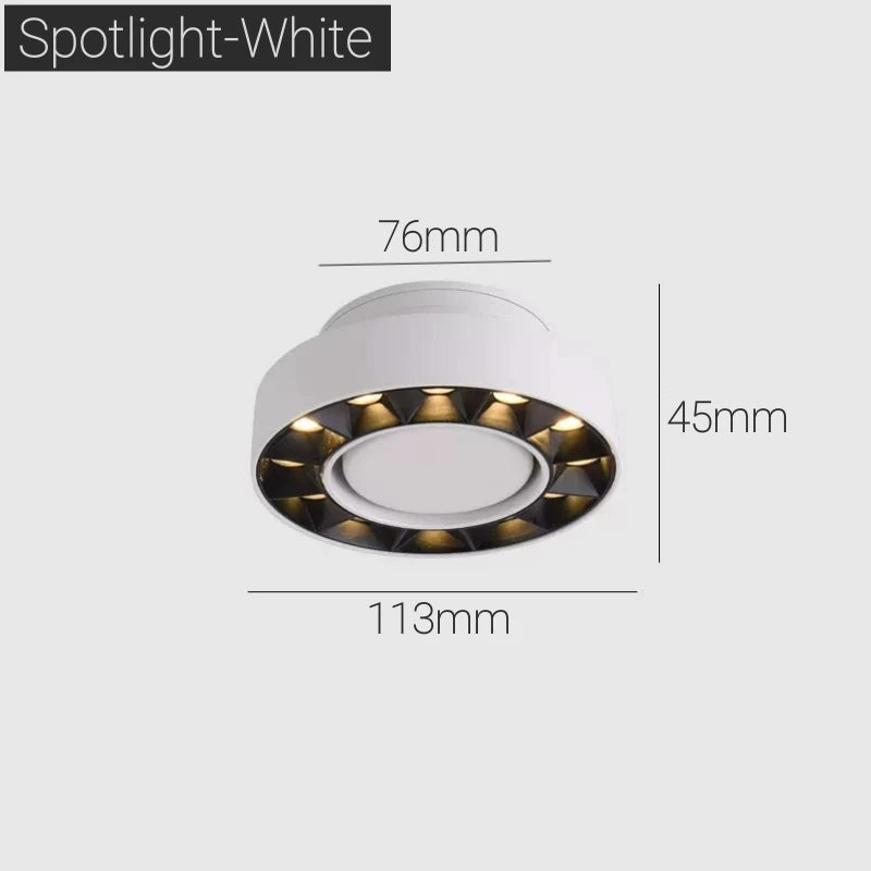 Spot lumineux anti éblouissement LED pliable noir blanc moderne monté surface