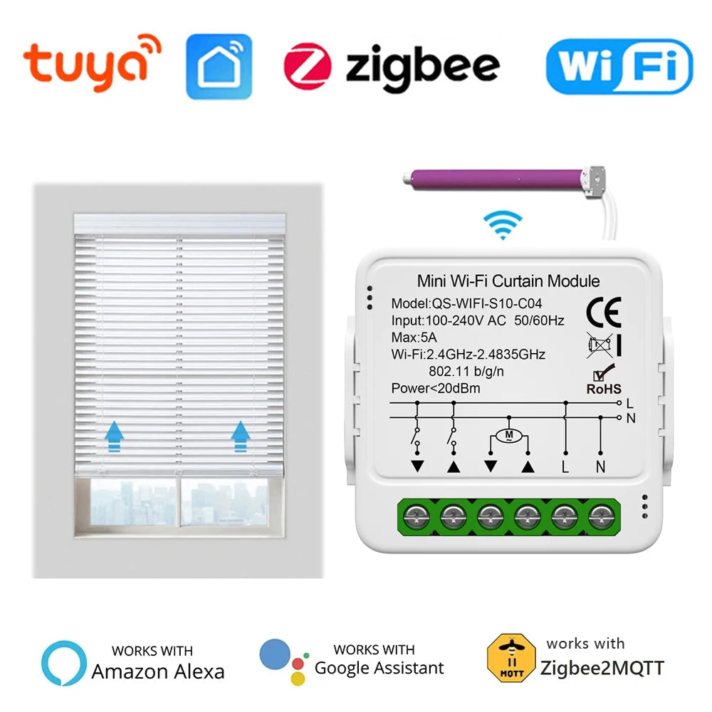 rideau intelligent wi fi blanc rayures horizontales moderne télécommande interrupteur application