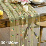 table chevet brodée fleurs transparente couleur blanc jaune vert rose bleu festive anniversaire mariage