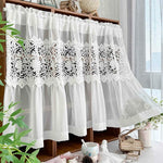 rideau blanc dentelle fleurs transparent vintage romantique maison polyester