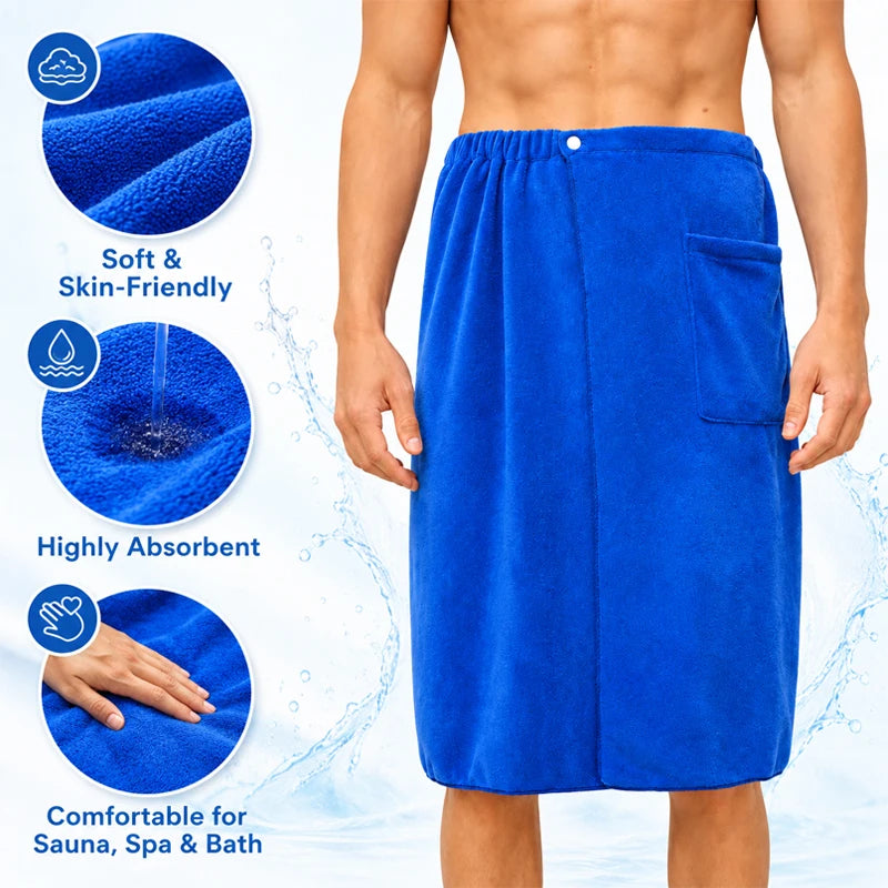serviette bain velours épais bleu roi moderne élastique poche absorbante maison toilette plage