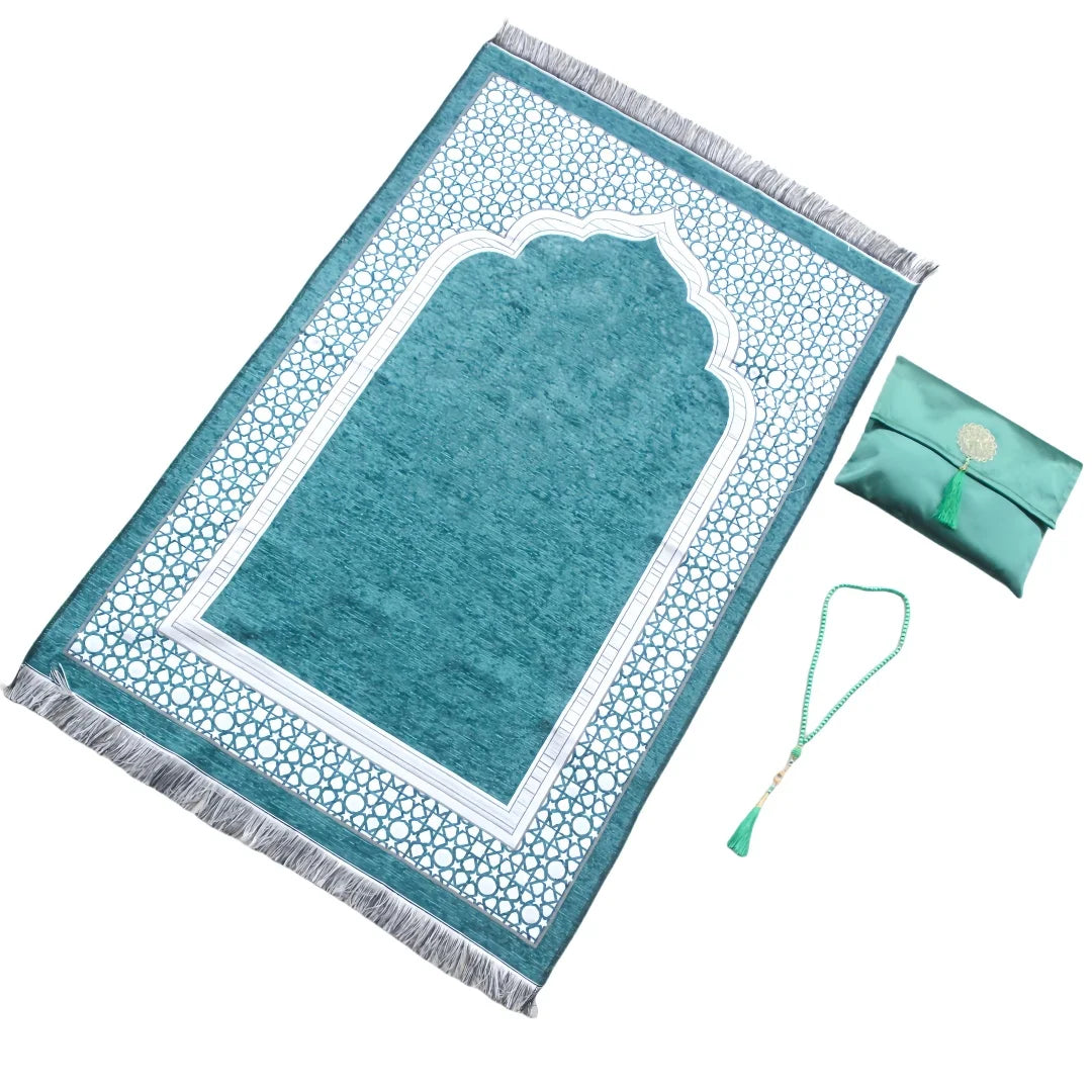 tapis prière musulman flocage antidérapant moderne noir violet rose marron gris bleu İslam présentation