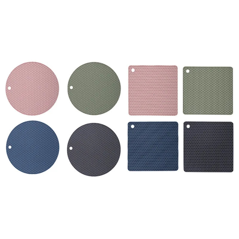 tapis silicone moderne rose gris vert olive texture nid d'abeille carré rond cuisine