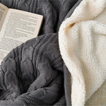couverture tricotée torsadée coton gris beige moderne hiver voyage maison