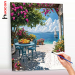 tableau peindre paysage marin fleurs toile diy peinture propylène decoration cadeau hobby nouveau peintre
