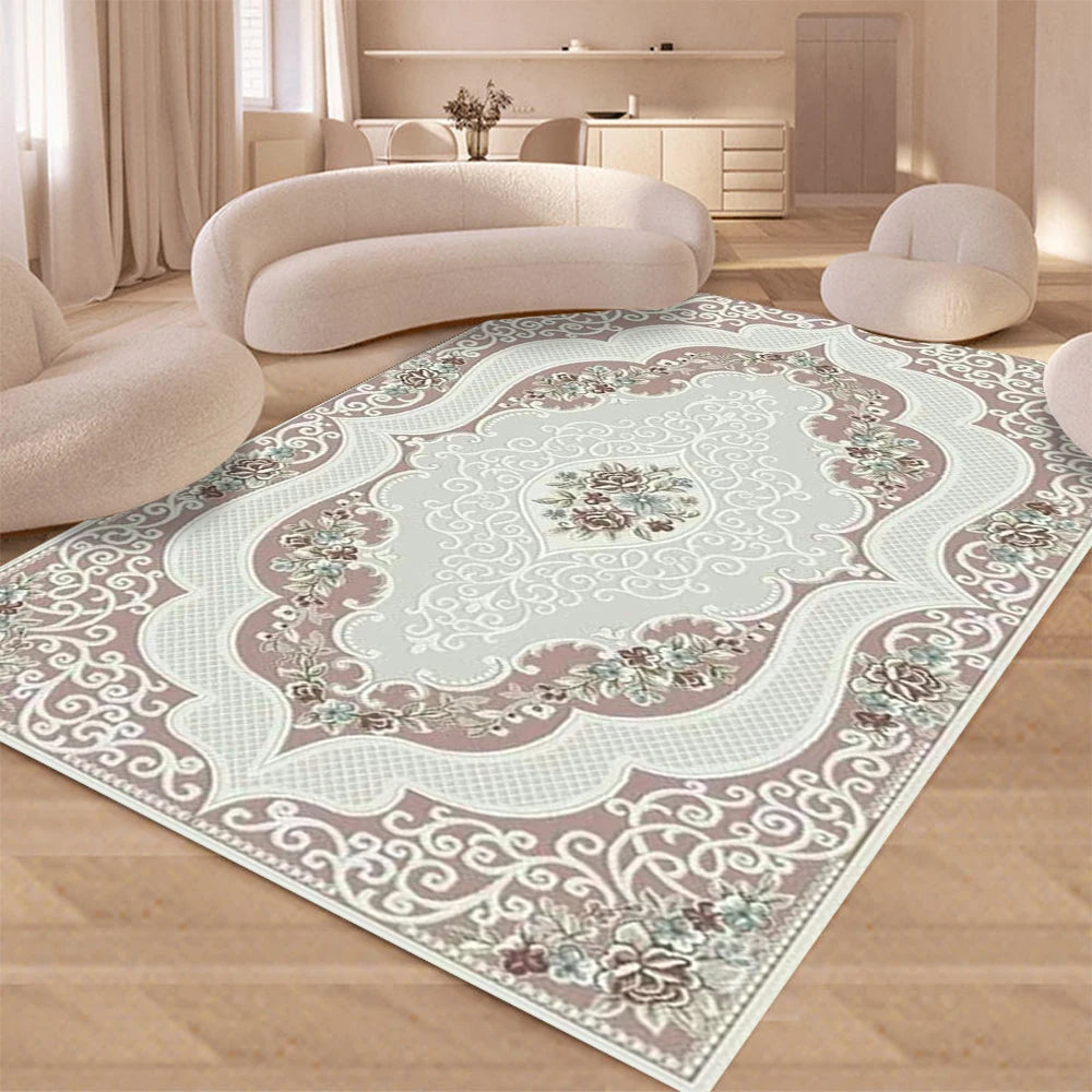 tapis bohème moderne floral bleu clair rose velours antidérapant intérieur extérieur 40x60cm 50x80cm 80x120cm