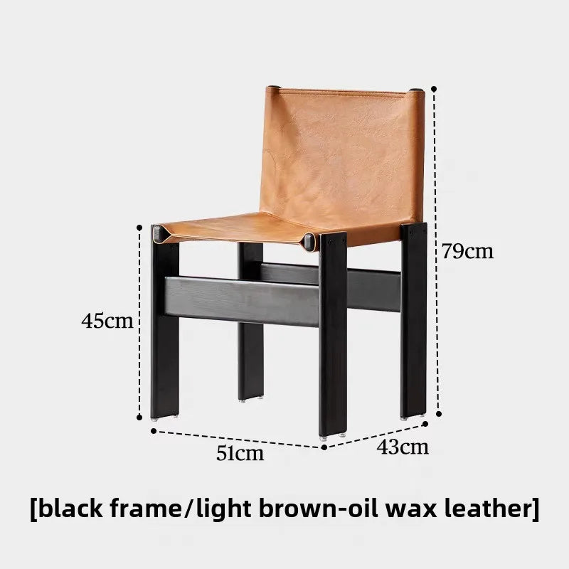 chaise bois chêne cuir assise moderne minimaliste vintage salon famille