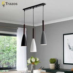 Suspension lumineuse moderne têtes noir blanc gris pendentif conique mat chambre cuisine