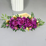 décoration mariage guirlande fleurs artificielles soie violet blanc crème vert jaune
