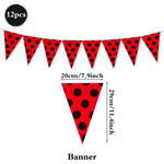 assiettes papier festives fourchettes couteaux serviettes nappe moderne points rouges noirs