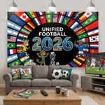 affiche murale drapeaux nations personnages sportifs UNIFIED FOOTBALL 2026 moderne opaque sportive