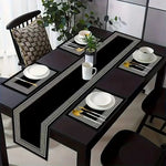 sets table géométriques noirs blancs moderne nappe table runner élégant motifs grecs imperméable résistantextérieur