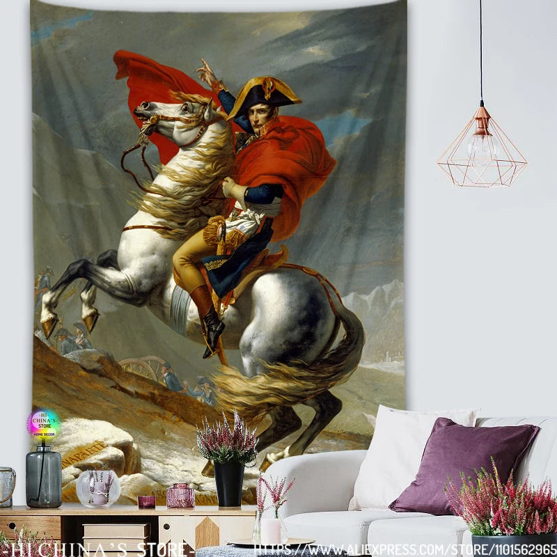 tapisserie murale napoléon peinture historique chambre coucher classique bohème décoration intérieure imprimé cheval galopant