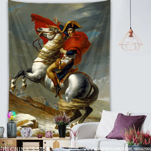 tapisserie murale napoléon peinture historique chambre coucher classique bohème décoration intérieure imprimé cheval galopant