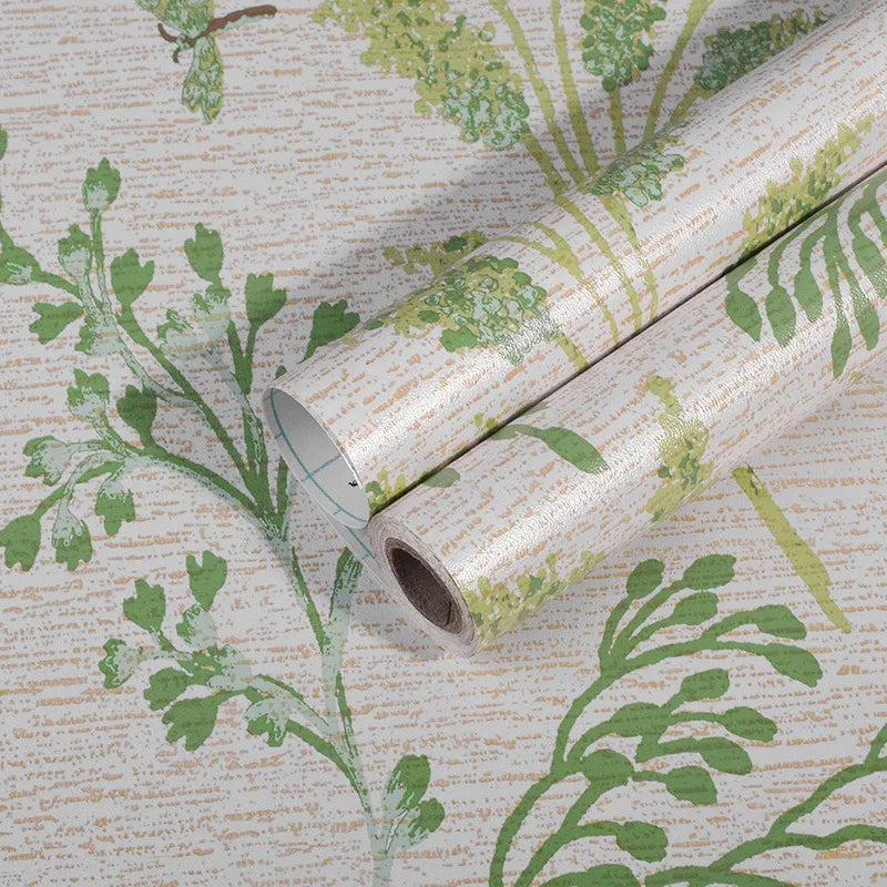papier peint autocollant fleuri classique résistant humidité chambre salon naturel PVC opaque