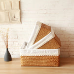 paniers paille naturels panier couvercle poignées métalliques boho chic rustique salon