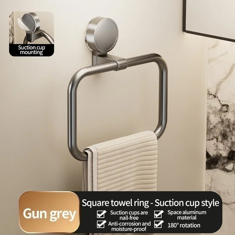 porte serviettes mural gris lisse adhésif moderne salle bain organisateur fixe serviettes