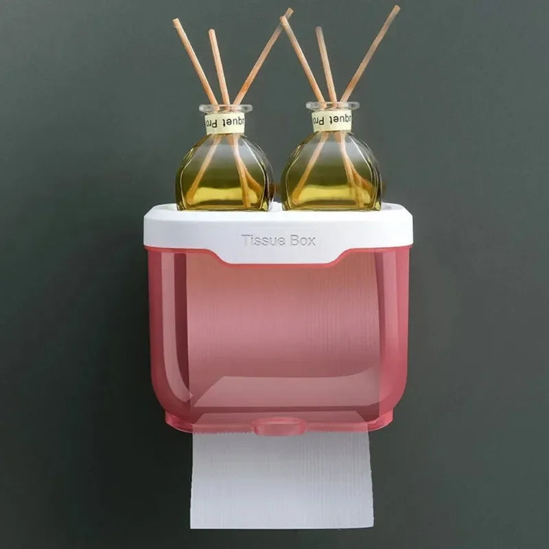 boîte serviettes beige rose moderne adhésive salle bain cuisine organisateur papier toilette opacité texture
