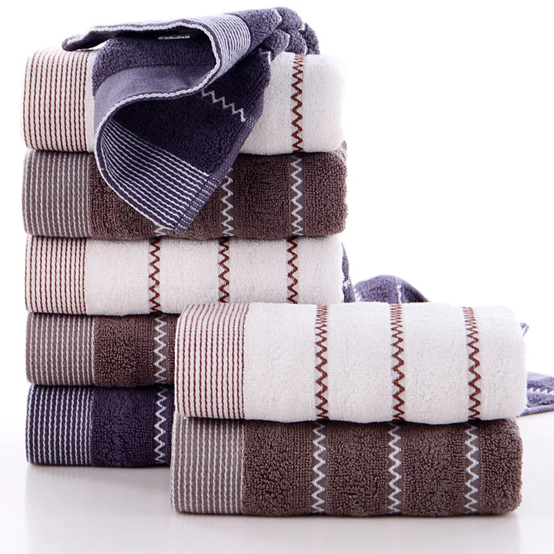 serviettes bain coton rayées gris marron classiques grandes tailles absorbantes maison