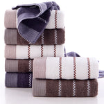 serviettes bain coton rayées gris marron classiques grandes tailles absorbantes maison