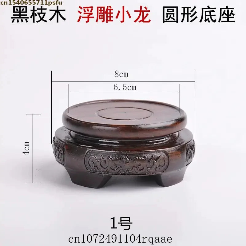 base bois sculptée décoration florale dragons marron artisanale traditionnelle stand objet maison
