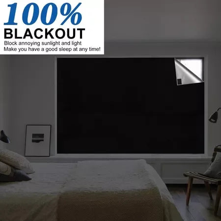rideau occultant noir moderne adhésif oxford cloth opaque protection uv 145x100cm nettoyage ciseauxmètre