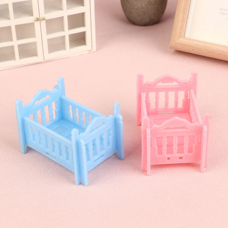 lit poupée barreaux arc decoratif set deux couleurs rose bleu clair maison poupées accessoire
