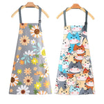 tablier coton fleurs chats moderne décontracté gris blanc orange vert bleu poche okolets métalliques