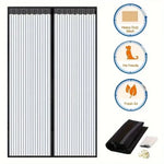 rideau porte magnétique noir blanc maille fine transparent moderne velcro clous