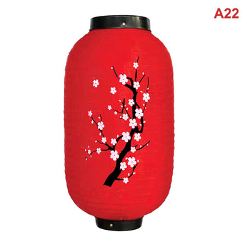 lanterne japonaise traditionnelle papier blanc rouge motif kimono chat mont fuji décoration