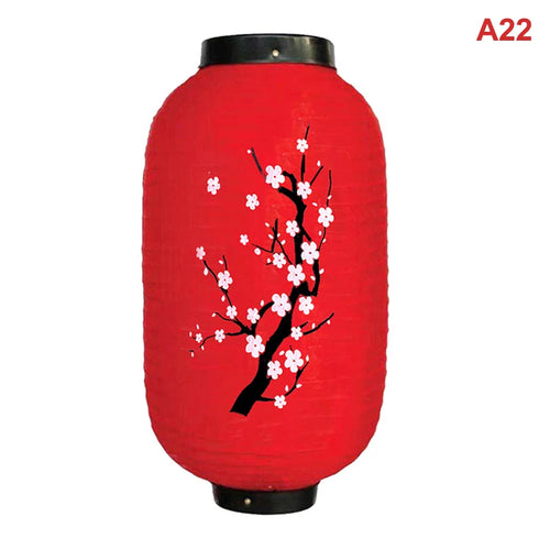lanterne japonaise traditionnelle papier blanc rouge motif kimono chat mont fuji décoration
