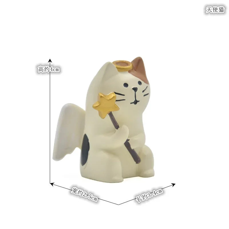 statuettes chats cartoon ailes blancs noirs decoration maison jardin collection erotique