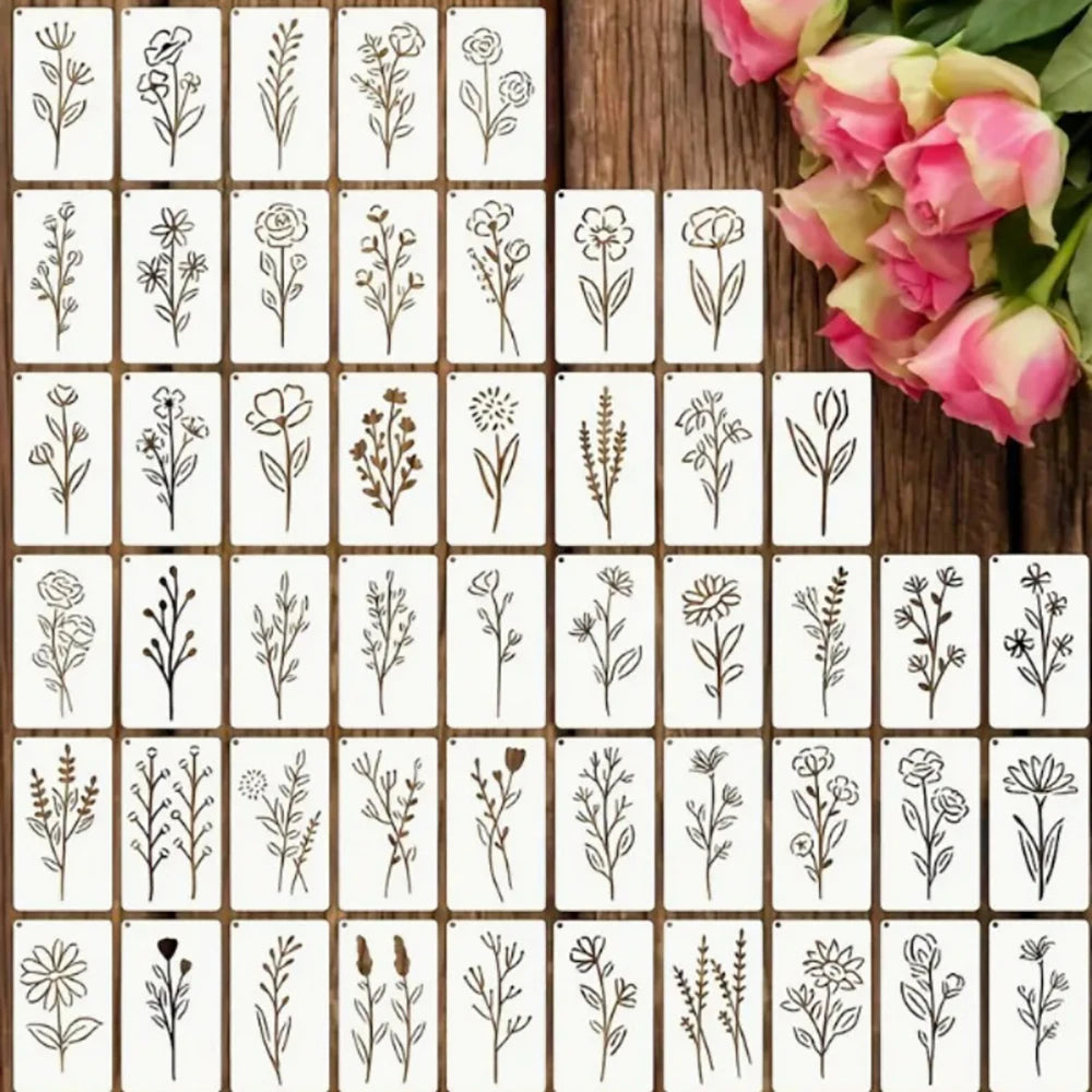 stencils blancs fleurs stylisées minimaliste peinture murale diy decoration motifs opaques exemples inclusion