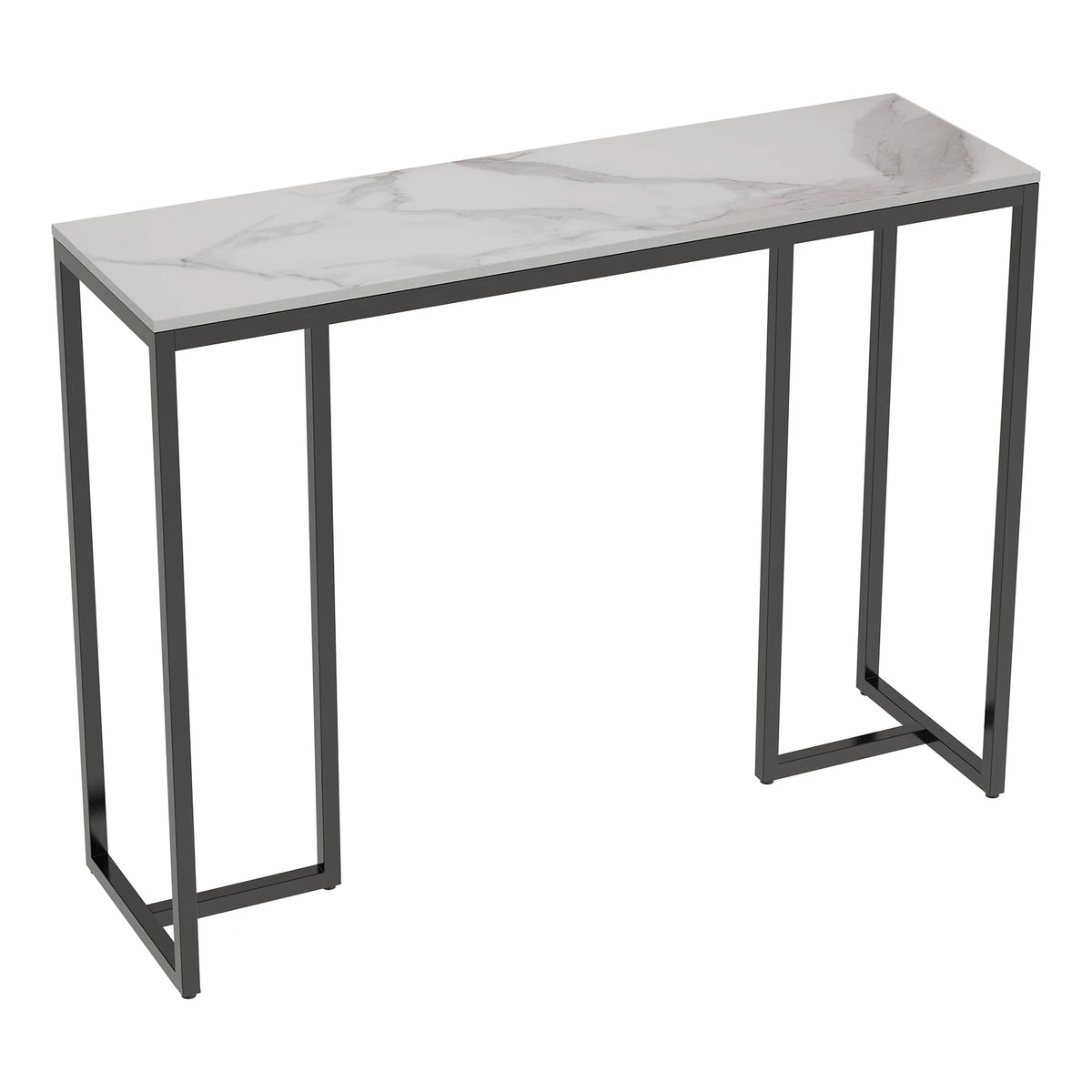 table d'appoint moderne marbre blanc gris fer pieds ajustables salon entrée hall