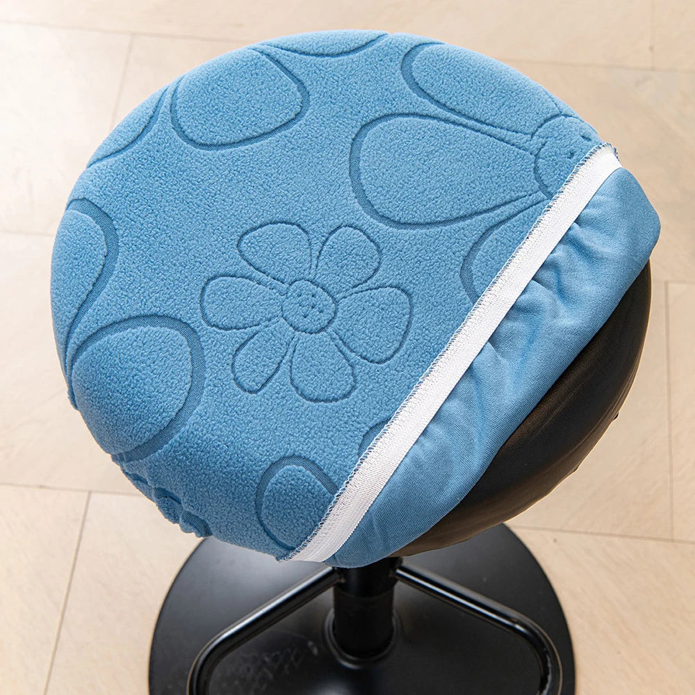 coussin tabouret moderne fleurs imprimées gris bleu clair orange roseclair vertpastel polyester élastique extensible