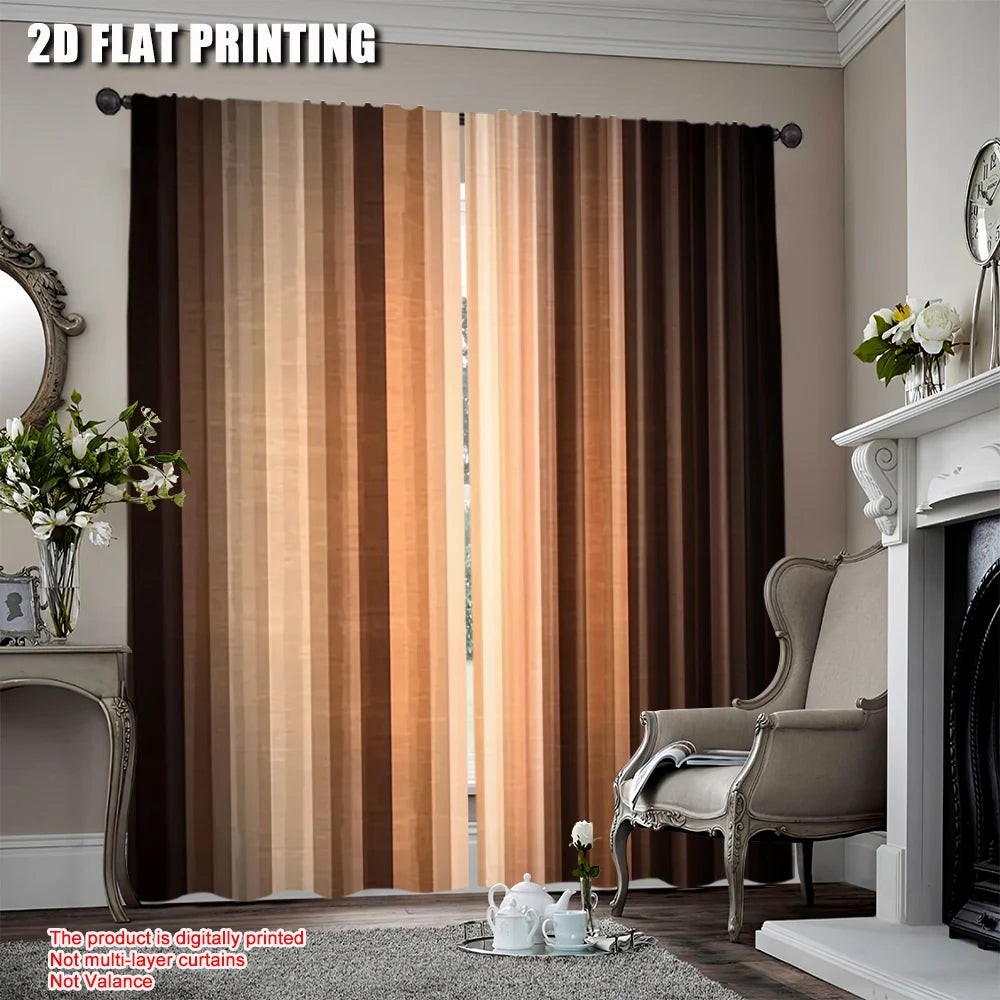 rideau marron rayures horizontales moderne opacité 100 polyester pièces