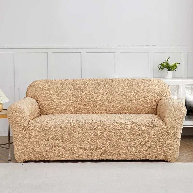 housse canapé polyestère beige texture bouclée moderne lavable machine salon