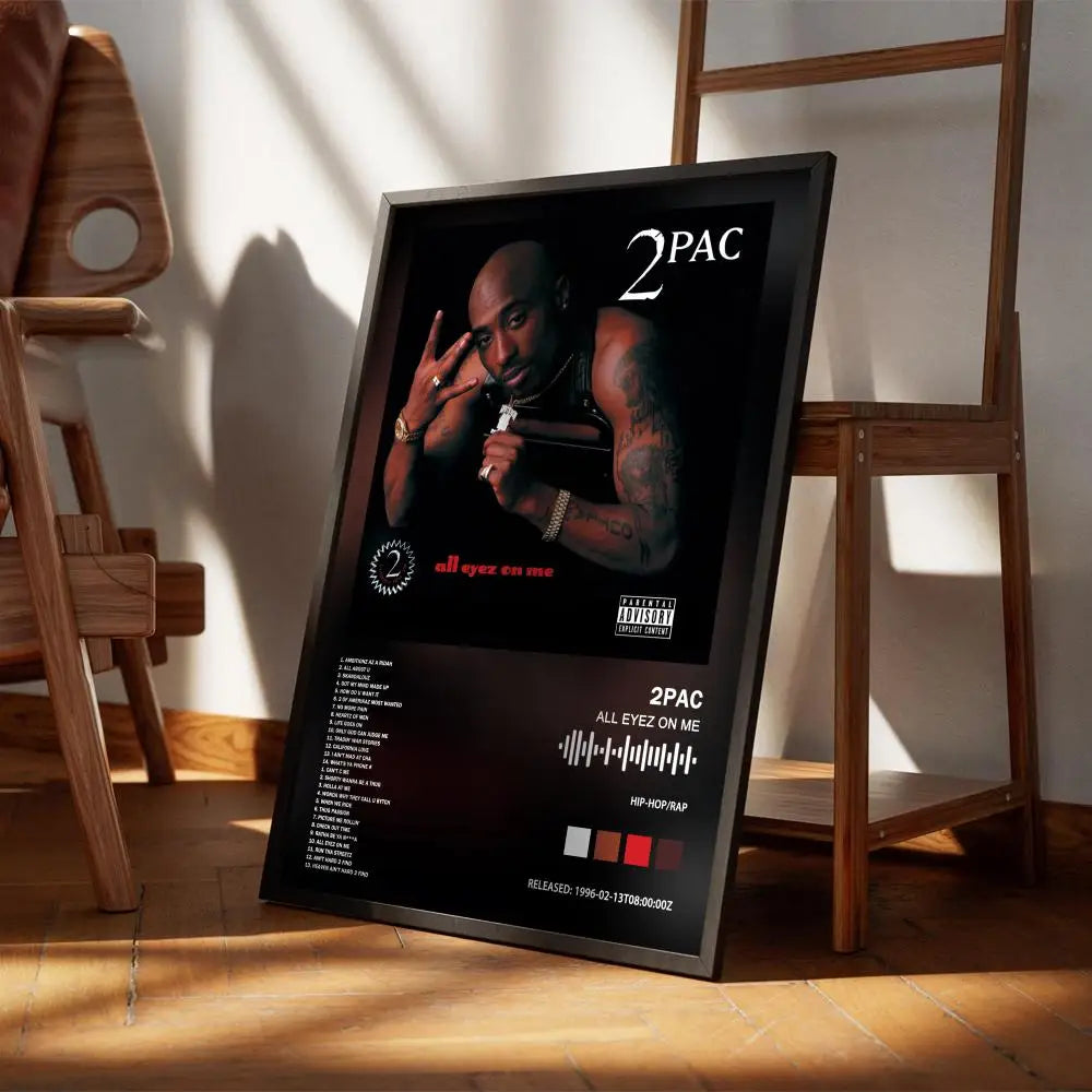 affiche moderne tupac shakur noir blanc rouge verte bleue texte photo décoration salon maison