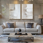 peinture l'huile abstraite contemporaine minimaliste beige blanc gris toile sans cadre
