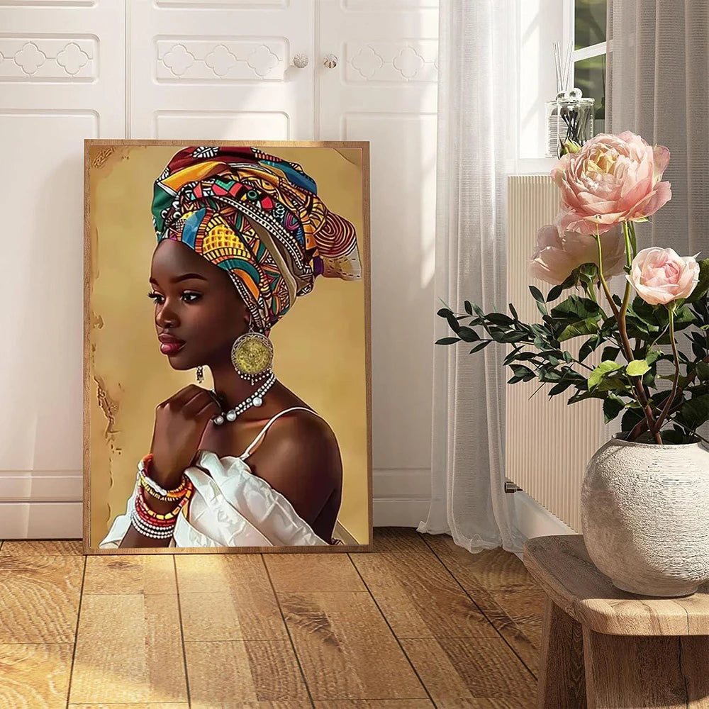 portrait femme géométrique toile coton tons chauds réaliste deco mur salon chambre erotique art