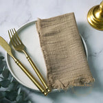 serviettes cuisine rustiques coton noir orange beige blanc rose pâle franges rustic naturel