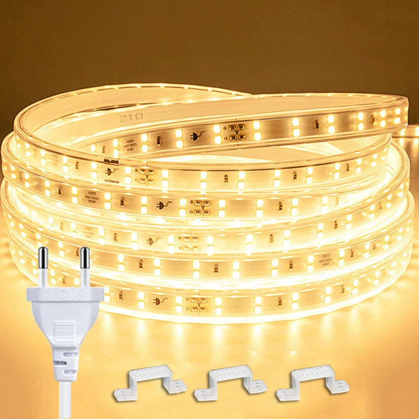 ruban led blanc moderne 220v 20000h étanche 10m 15m 20m clips vis