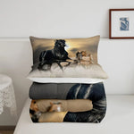 ensemble literie impression 3d chevaux moderne noir beige gris literie double queen king