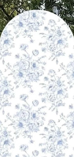 rideau photographie floral bleu fond blanc classique clips dorés ruban bleu mariage photo