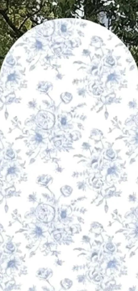 rideau photographie floral bleu fond blanc classique clips dorés ruban bleu mariage photo